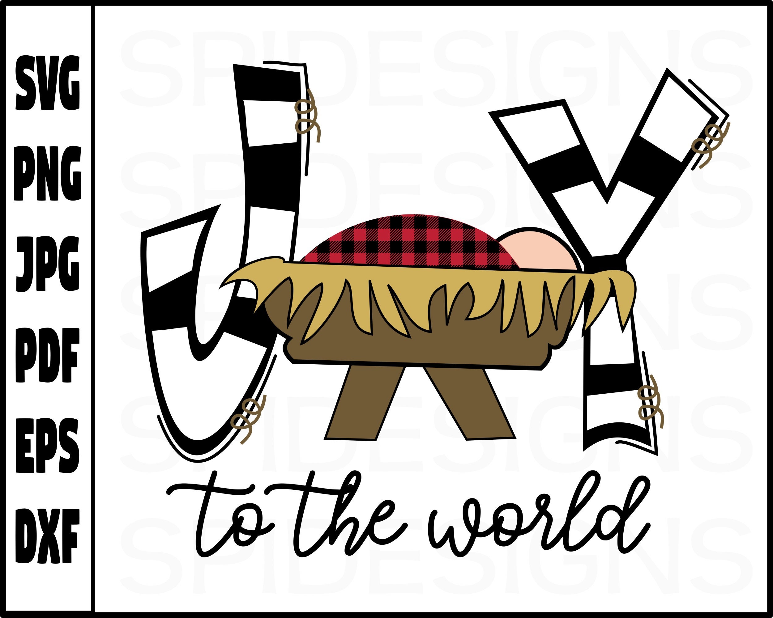 Joy To The World Baby Jesus Svg file Buffalo plaid Christmas Etsy