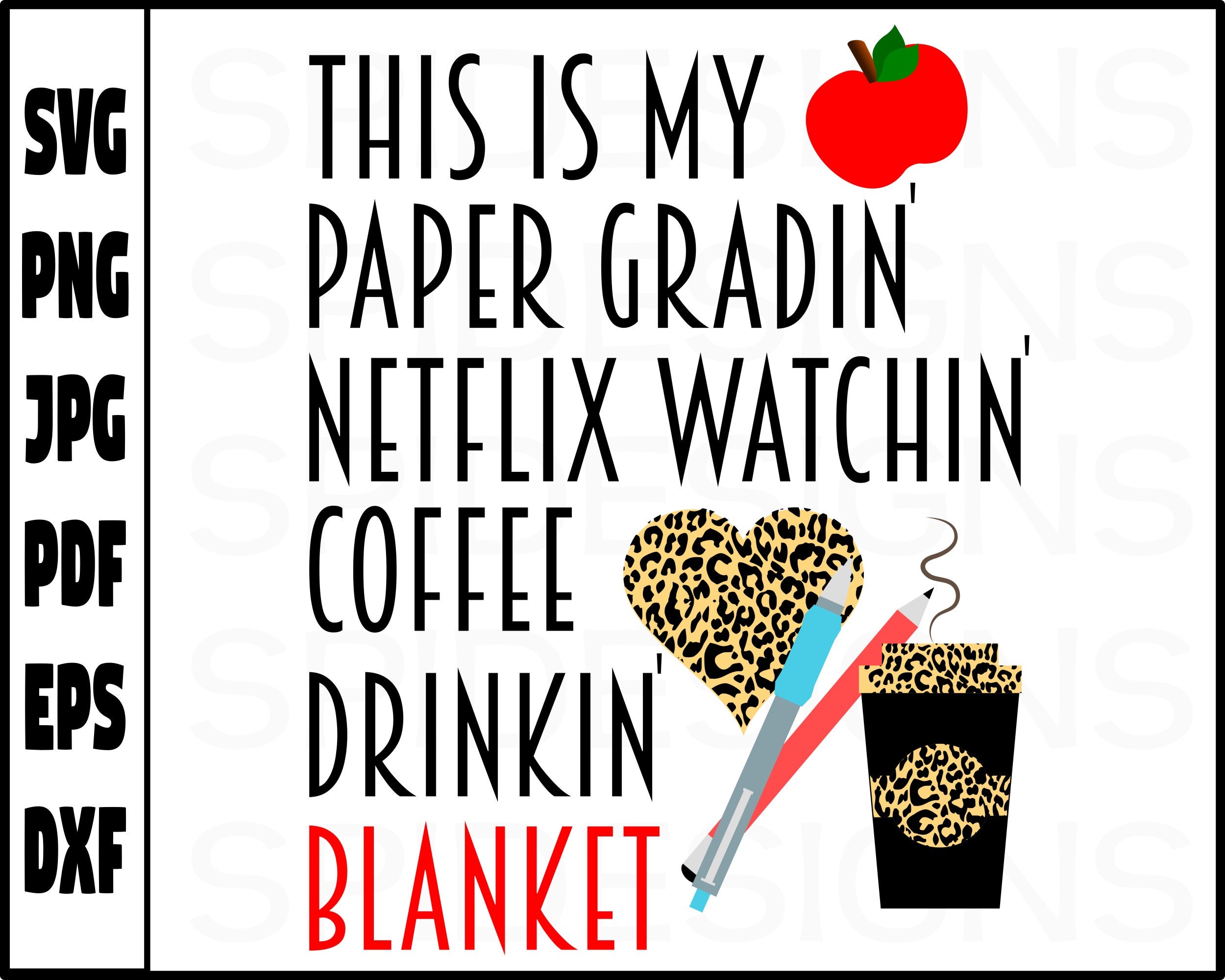 This is My Paper Grading Netflix Watching Blanket Svg Teacher Etsy