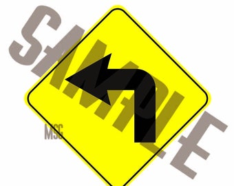 Left Turn Sign Vector Art