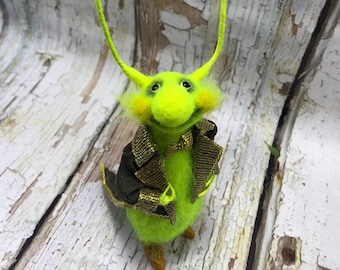 Cockroach named Lime , Woolen Toy, Gift, Interior toy , Handwork Original , Decor ,  Original Gift , Wallow , Felted , Eco Toys