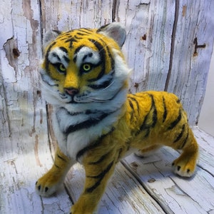 Needle Felted Tiger , Gift, Interior toy , Miniature , Decor ,  Original Gift  , Felted , filztiere ,  felt animal , wallow , Craft Felted