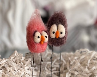 miracle bird found his love Marshmallow . Woolen Toy, Gift, Interior toy , Handmade, Decor ,  Original Gift , Toy to Order , Felted , wool