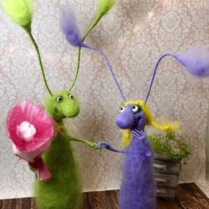 A Couple of Cockroaches in Love , Woolen Toy, Gift, Interior toy , Handmade, Decor ,  Original Gift , Toy to Order , Felted , Toy Wool