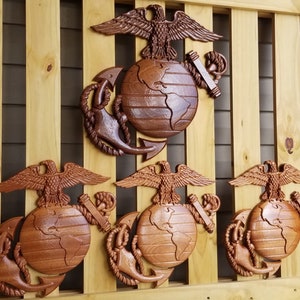 USMC Eagle Globe & Anchor, EGA, CNC Carved, 3D Wood Carving, Promotion, Retirement, Military