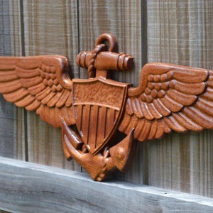 Naval Aviator Wooden Wings, CNC Carved, 3D Wood Carving, Promotion, Winging, Retirement, Military