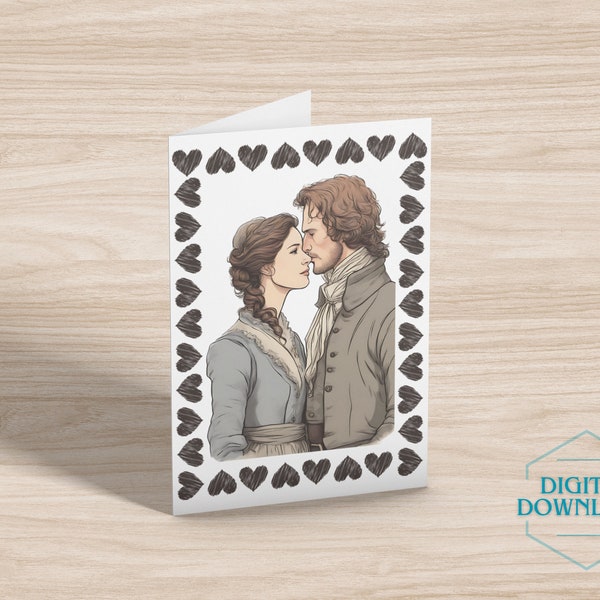 Outlander-Theme Greeting Card 5x7 Digital Download, Scottish Love Anniversary Card, Valentine's Day Card Printable