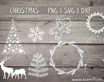 Christmas Plotter Files SVG DXF PNG Wreath Cricut Brother Canvas Silhouette Digital Download Plotting Bundle Gingerbread Man Plotter File