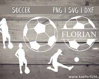 Soccer SVG DXF PNG Football Plotter Files Vector Cricut Brother Canvas Silhouette Instant Digital Download Girl Boy Ball Name