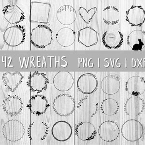 42 Wreaths SVG DXF PNG plotter files vector Cricut Brother Canvas silhouette instant digital download Easter Laurel Wreath wreath