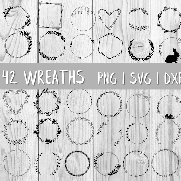 42 Wreaths SVG DXF PNG plotter files vector Cricut Brother Canvas silhouette instant digital download Easter Laurel Wreath wreath