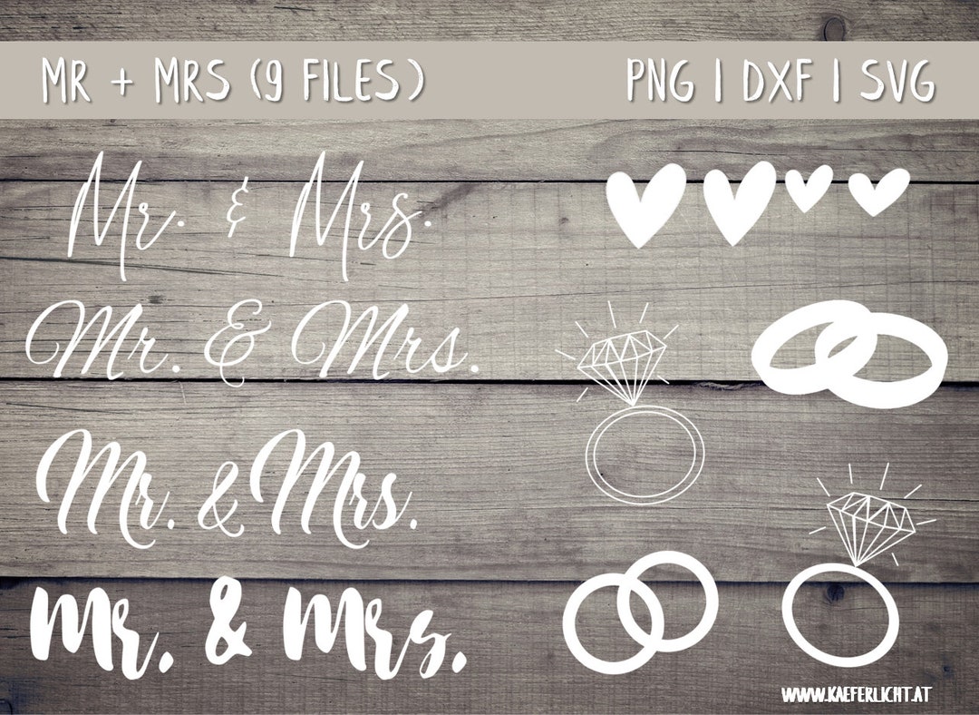 Hochzeit Mr Mrs Ring Ringe SVG DXF PNG Kranz Vektor Cricut Brother