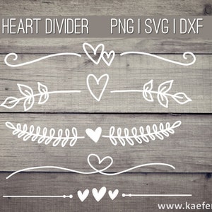 Hart Tekst Divider Hart SVG PNG Dxf Krans Cricut Brother Canvas Tekst Divider Silhouet Handlettering Harten Plotten Bundel