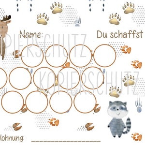 Belohnungstafel digitaler Download Töpfchentraining Zähneputzen Toilettentraining Kind Sterne Sticker PDF sofort ausdrucken Bär Elch