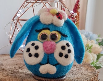 Huevo de Pascua de fieltro, divertido huevo de conejo, decoración de fieltro de primavera, huevo de fieltro con aguja, Pascua de fieltro, huevo de Pascua hecho a mano, regalo de huevo de conejo, búsqueda de Pascua