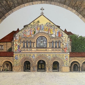 Stanford University, Cardinal, College Gift, Graduation Gift, Signed Print, Signed Litho, Michael Kent, Campus Art,
