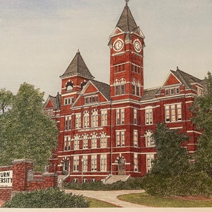 Auburn, Samford Hall, College Gift, Graduation Gift, Signed Print, Signed Litho, Michael Kent, Campus Art, Tigers