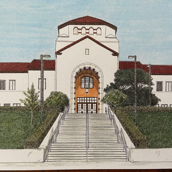 Humboldt State, Founder's Hall, College Gift, Graduation Gift, Signed Print, Signed Litho, Michael Kent, Campus Art,