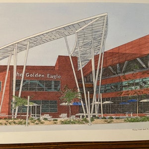 Cal State LA, Golden Eagles, College Gift, Graduation Gift, Signed Print, Signed Litho, Michael Kent, Campus Art,