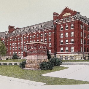 Loras College, Keane Hall, Dubuque, Iowa, College Art, Graduation Gift, Signed Print, Michael Kent, Campus Art