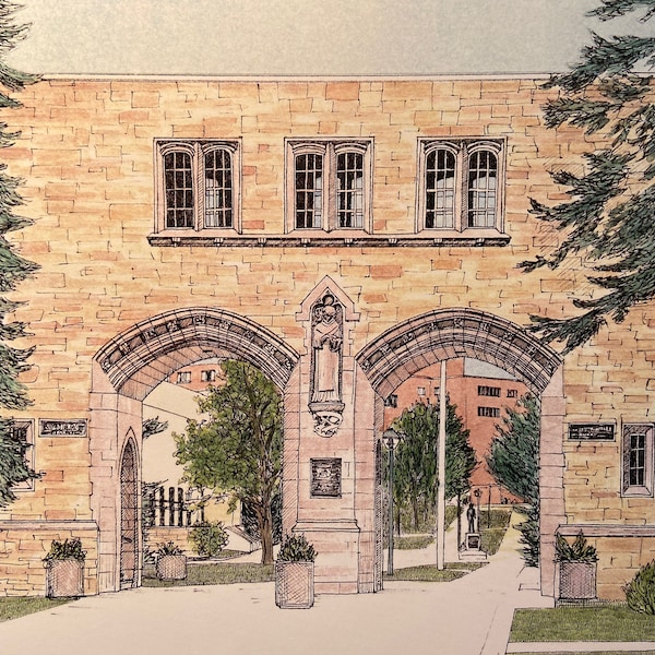 University of St. Thomas, St. Paul, Minnesota, Arched Gateway, College Art, Graduation Gift, Signed Print, Michael Kent, Campus Art