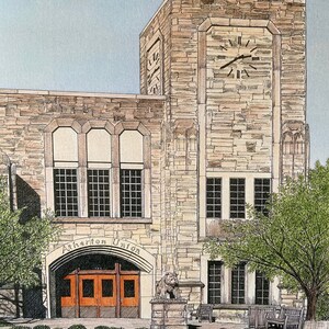 Butler University, Atherton Hall, Indianapolis, Indiana,  College Art, Graduation Gift, Signed Print, Michael Kent, Campus Art