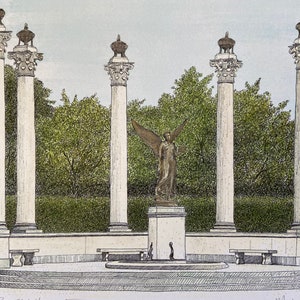 Ball State University, Beneficence Memorial, Muncie, Indiana,  College Art, Graduation Gift, Signed Print, Michael Kent, Campus Art