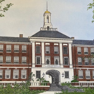 Miami University, Oxford, Ohio, RedHawks, Upham Hall, Art, Graduation Gift, Signed Print, Michael Kent, Campus Art