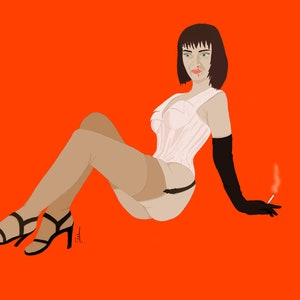 Mia Wallace Pulp Fiction Print Druck Wall Dekor Digital Painting Fanart Tarantino