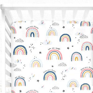 Rainbow crib sheet, Rainbow baby sheet, Rainbow crib bedding, Mini Crib sheets, Rainbow cot sheets, Gender neutral nursery
