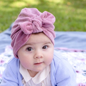 Velvet Baby Turban, Dusty  Pink Baby Turban, Mommy and me turbans, Newborn Turban Hat, Baby Girl Gift, First Birthday Outfit GIrl