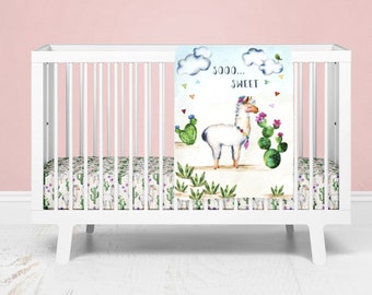 llama and cactus crib bedding