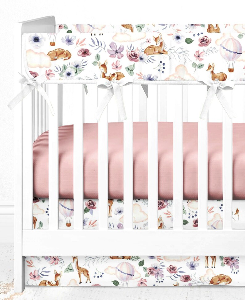 Baby Girl Crib Bedding Set Woodland Nursery Bedding Set Etsy