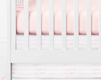 Watercolor stripes crib skirt ~ Crib skirt girl ~ Pink crib skirt ~ Flat panel crib skirt  ~ Crib dust ruffle ~ Baby girl crib bedding set