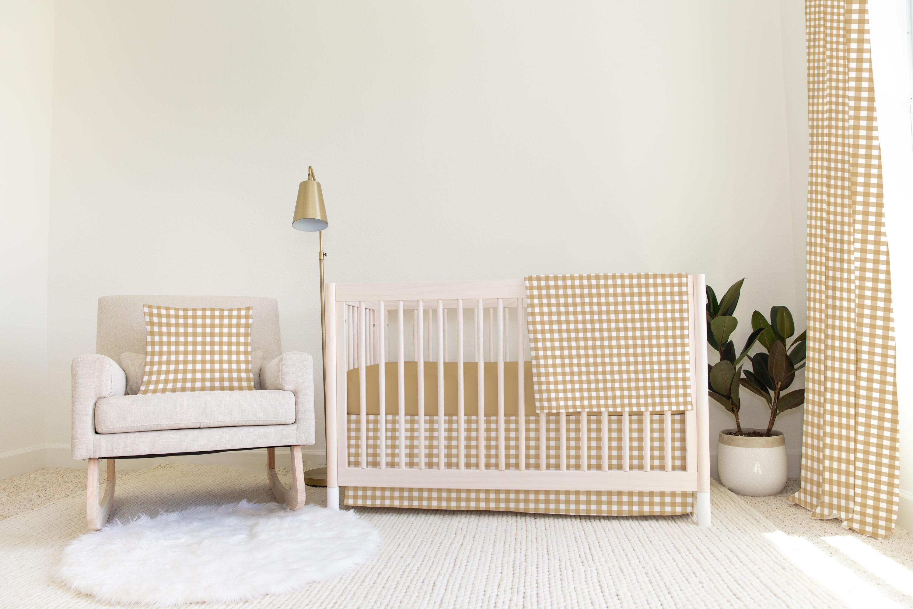 Mustard Buffalo Plaid Crib Bedding Set, Southern Nursery Bedding