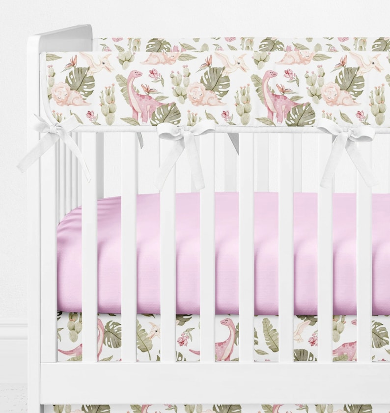 Girl Dinosaur Crib Bedding Set Dino Baby Girl Crib Bedding Etsy