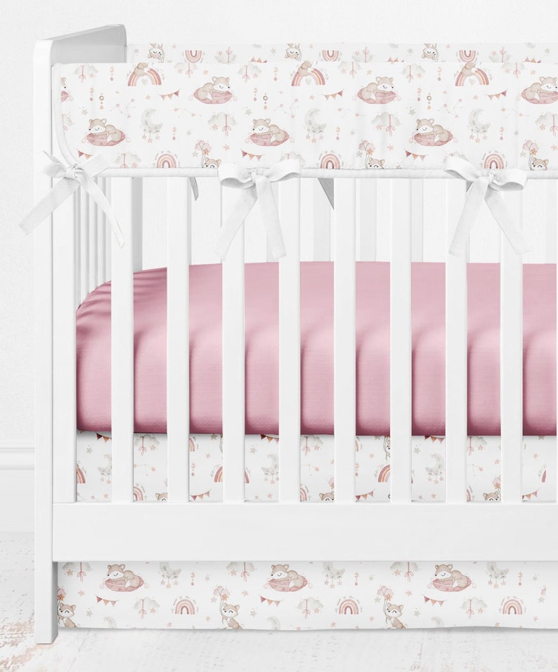 Boho Baby Girl Crib Bedding Set Fox Crib Bedding Boho Crib Etsy