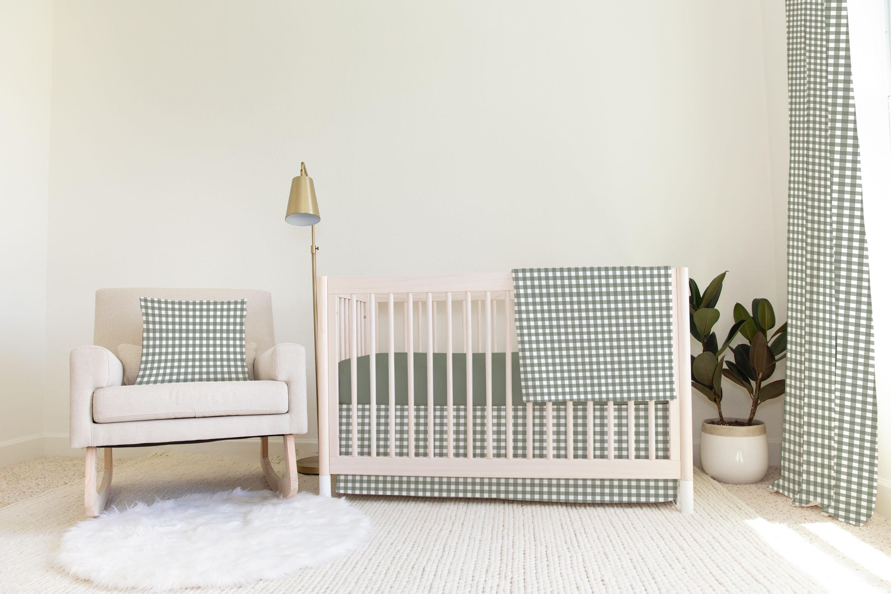 Sage Green Buffalo Plaid Crib Bedding Set, Southern Nursery Bedding