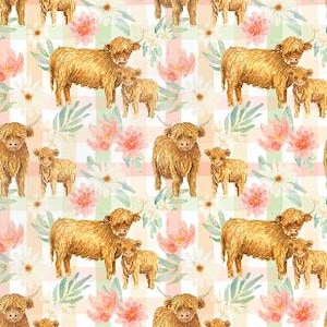 Highland Cow Crib Bedding set, Boho floral crib set, Baby Girl nursery set, Cot bedding set, baby shower gift