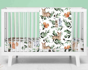 Woodland nursery bedding set ~ Woodland crib bedding set  ~ Woodland baby bedding set ~ Gender neutral crib set ~ Woodland baby blanket