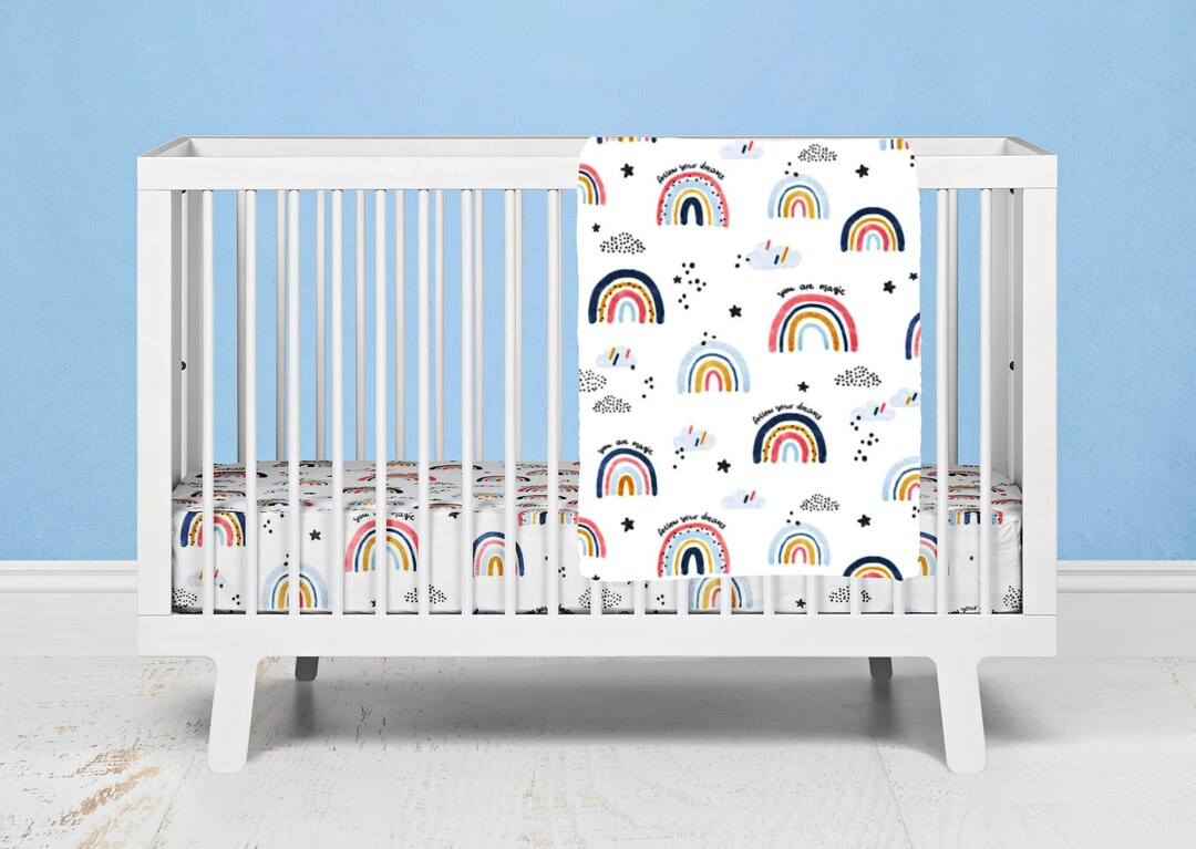 Rainbow Crib Bedding Set Rainbow Baby Bedding Set Gender Neutral