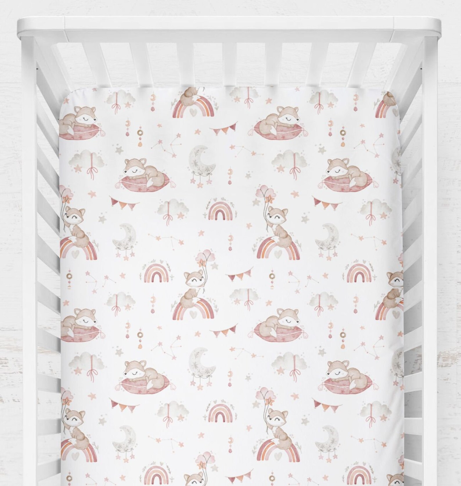 Boho Baby Girl Crib Bedding Set Fox Crib Bedding Boho Crib Etsy