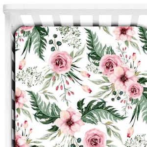 Vintage rose crib sheets ~ Floral Crib sheets girl ~ Custom crib sheet ~  Baby crib sheets ~ Floral cot sheets ~ Floral nursery bedding