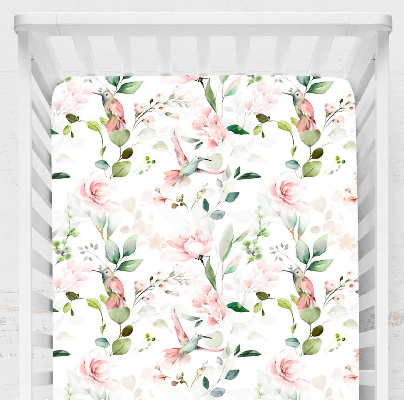 Greenery Crib Bedding Set Hummingbird Bedding Leafy Baby Etsy