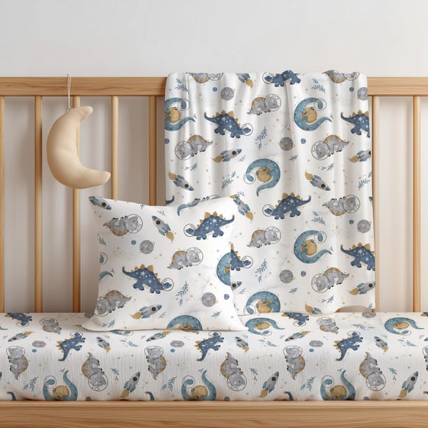 Juego de cama de dinosaurio para cuna de niño, ropa de cama de dinosaurio para guardería, juegos de cama de cuna para bebé niño, juego de cama de dinosaurio, regalo de baby shower de dinosaurio