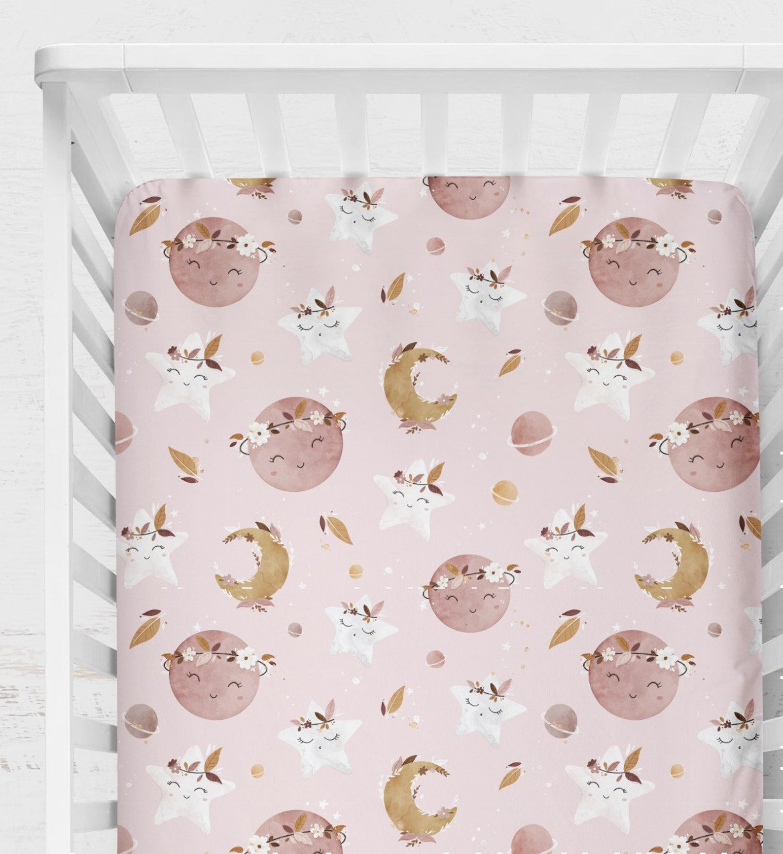 Moon and Star Crib Bedding Set Boho Baby Girl Crib Bedding Etsy Australia