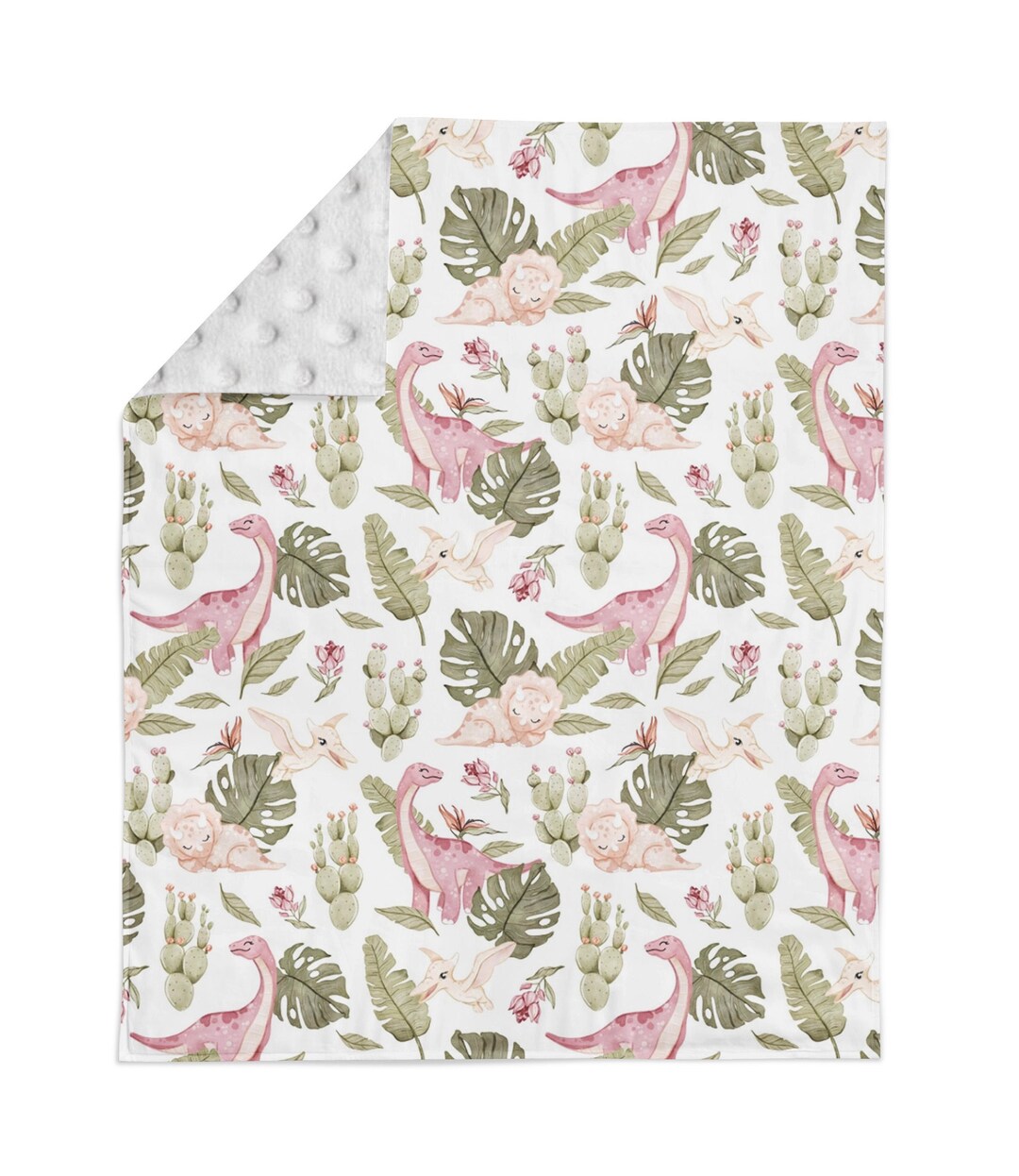 Dinosaur Baby Blanket, Dinosaur Crib Bedding, Girl Dinosaur Bedding, Newborn Layering Blanket