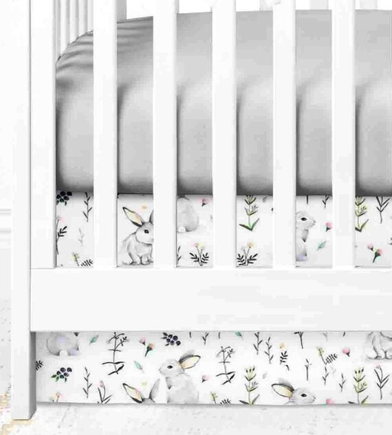 Bunny Crib Skirt Flat Panel Crib Skirt Gender Neutral Crib Skirt Modern Cot Skirt Gender Neutral Crib Bedding Set Bunny Nursery Etsy Canada