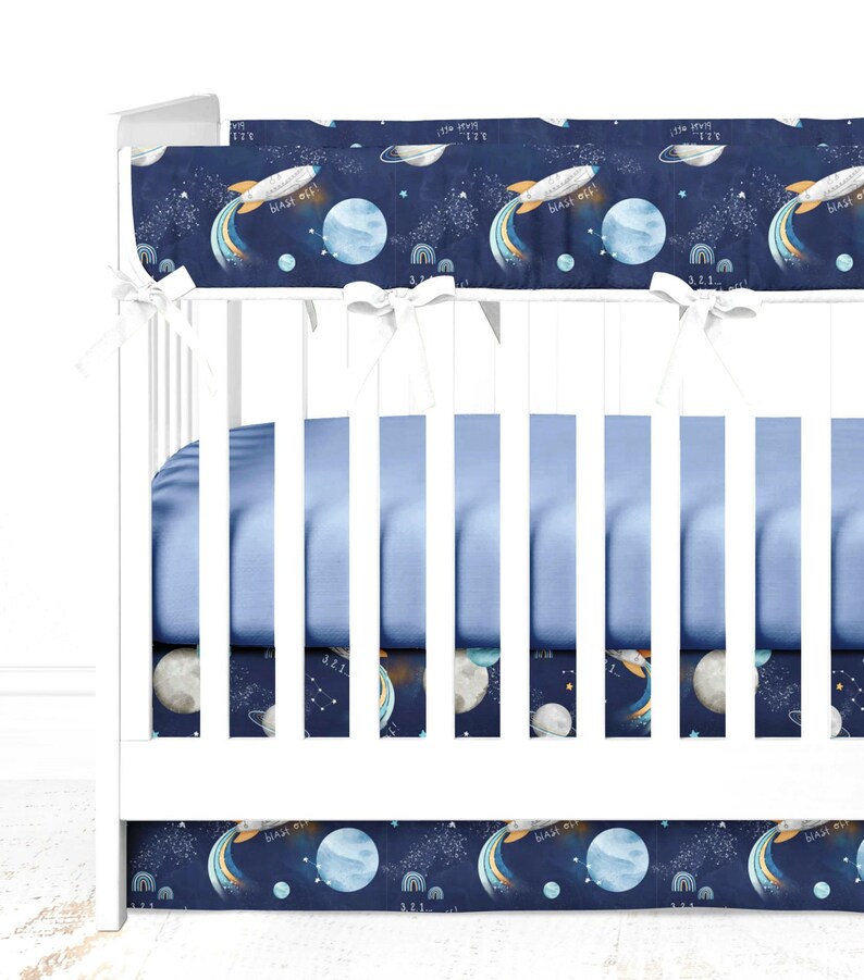 Galaxy Crib Bedding Set Boy Crib Bedding Set Space Baby Etsy