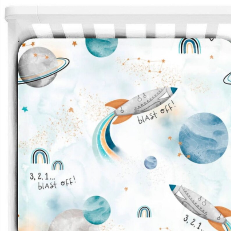 Space Crib Sheets Boy Galaxy Bedding Boy Mini Crib Sheets Etsy