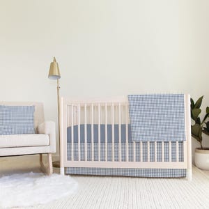 Blue Gingham Crib Bedding Set, Southern Nursery Bedding, Baby Boy Crib Set, Gingham baby shower gift